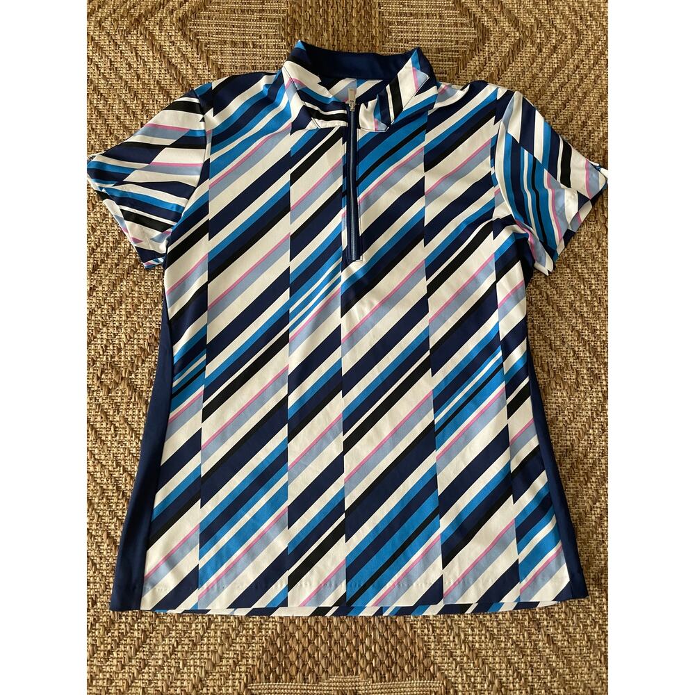 Tail Golf polo Shirt abstract short sleeve Mock Neck quater zip Sz Small - Picture 1 of 6
